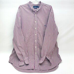 Polo Ralph Lauren Mens Button Down Red White Black Yellow Stripes TALL 2XLT